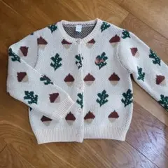 韓国子供服　どんぐり柄　コットンニットカーディガン　Lサイズ