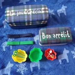 おまとめ商品　弁当箱　2段2個セットランチボックス　シリコンカップ ピックピン付