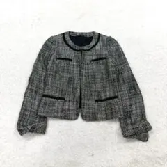 ANAYI アナイーツイード ノーカラージャケット ブラック系 （b1 47のサムネイル