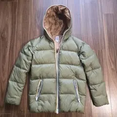 オリーブグリーン フード付きダウンコート
