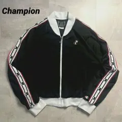 Championトラックジャケットジャージ ロゴテープ刺繍ロゴブラックXL希少のサムネイル