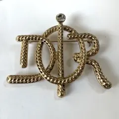 Diorロゴ　ブローチ　ゴールドブローチChristian Diorノベルティ