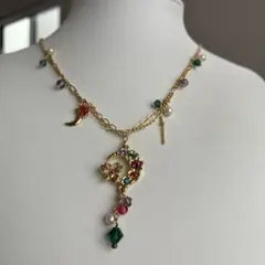MIU MIU ミュウミュウ マルチ チャーム クリスタル ネックレス 希少美 