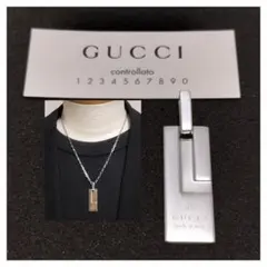GUCCI 定番 ネックレス トップ ロゴ プレート シルバーのサムネイル