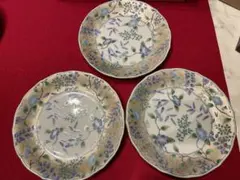 ◉セール！新品　前畑陶器 庫山窯『花銀彩』 中皿　3枚　直径19.3㎝