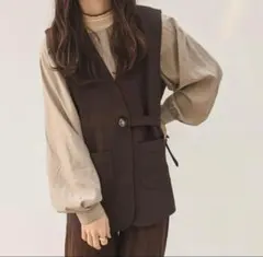 peeq ブラウン　ベスト　ジレ　韓国　淡色系