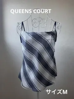 クイーンズコート QUEENS COURTトップス キャミソールM 紺✖️白のサムネイル