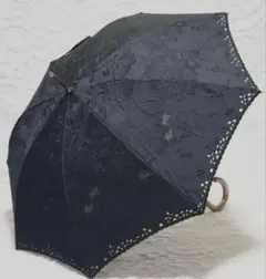 晴雨兼用長傘　日傘　 紺と白のレース　近沢レース　資生堂ノベルティー新品 晴雨兼用長傘 日傘 紺と白のレース 近沢レース 資生堂ノベルティー新品