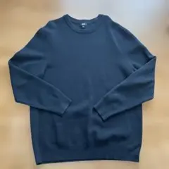 ユニクロ ブラック ウォッシャブルミラノリブクルーネックセーター XXL