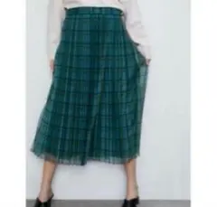完売品　ZARA チェックプリーツロングスカート