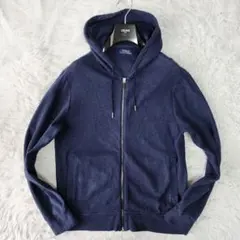 【美品】ポロラルフローレン ジップパーカー 刺繍ロゴ ポニー ヘリンボーン柄 M