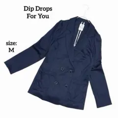 【美品】 オンワード樫山 テーラードジャケット ダブルボタン 春夏 ネイビー M