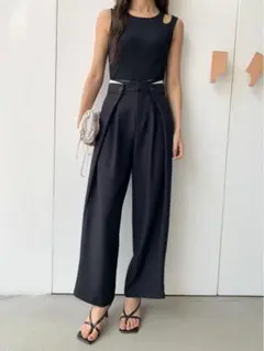 ブラック ワイドパンツ ハイウエスト