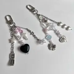 ビーズキーホルダー ストラップ y2k 韓国 コレクトブック　2点セット