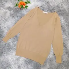 ​M-PREMIER エムプルミエ Vネックニット 36 ベージュ 毛混