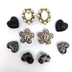 ジビッツ クロックス ヒョウ柄　ハート　花　宝石風　10個セット ⑽