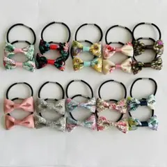 ②花柄 リボン ヘアゴム 10セット ハンドメイド