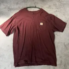Carhartt バーガンディ ヘンリーネック Tシャツ
