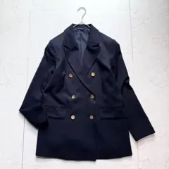 未使用 GU ダブルブレストブレザー M 金ボタン ネイビー