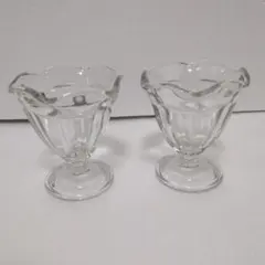 昭和レトロ　フリルエッジ ガラス デザートカップ 2個セット