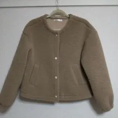 ベージュ ボアジャケット カジュアル