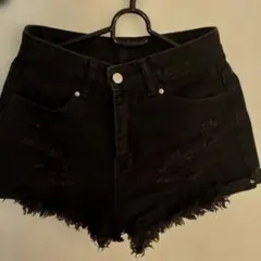 デニムショートパンツ黒　シーイン　デニムパンツ