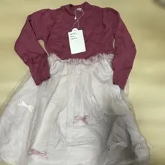 【新品タグ付き美品】apres les cours お花ニットチュールワンピース