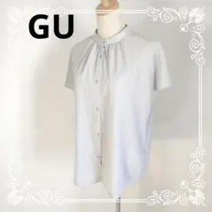 a1198. GU ジーユー　半袖ボタン付きシャツ M ライトグレー