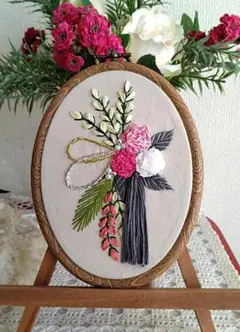 新春　お正月　刺繍洋風壁掛けフレーム