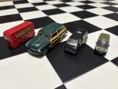 ミニカーセット バス クラシックカー バン4体セット