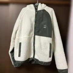 メンズフリースジャケット オフホワイト/グリーン