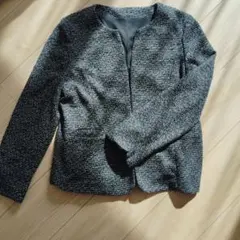 O*U様 ノーカラー　黒　ツイード　ジャケット　フォーマル　Lサイズ