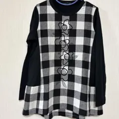 CRESCENT DUO チェック　花刺繍　長袖　チュニック クレッシェント