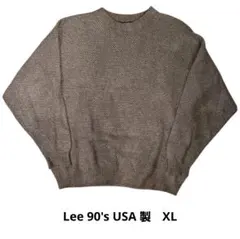 90s Lee USA製 コットンニット XL 杢ブラウンのサムネイル
