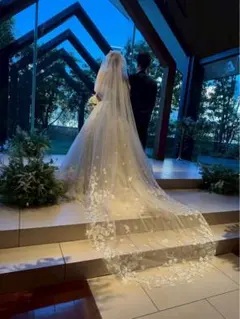 刺繍フラワー ロング ウェディングベール