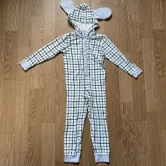 PETIT BATEAU チェック柄ロンパース 95cm ロングリブ　くま