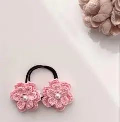 622☆ハンドメイドヘアゴム 子供用キッズ　薄ピンク　桜