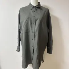 No61 緑 グリーン 長袖シャツ 大きめ ゆったり Mサイズ