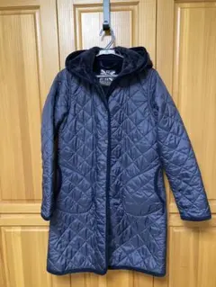 美品 ラベンハム 裏ボア キルティングロングコート 38 ネイビー