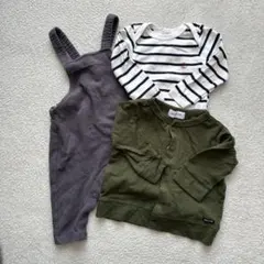 子ども服まとめ売り ロンパース・ボーダーボディスーツ・カーディガンセット