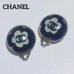 美品 シャネル イヤリング 04S ココマーク カメリア ラウンド ブラック