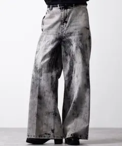 ヴィンテージデザイン フレアデニムパンツ Sサイズ 芸術デニム