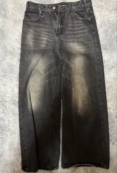 MENES ワイドレッグデニムパンツ ダークグレー