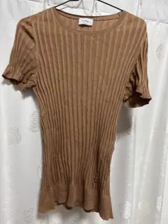 Salvatore Ferragamo ブラウンリブニット 半袖 フェラガモ