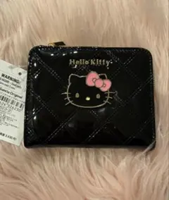 未使用 Hello Kitty 二つ折り財布 ブラックエナメル