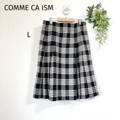 コムサイズム チェック柄 スカート 膝丈 フレアスカート お出かけ