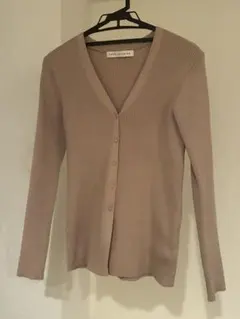 【美品】nano・universe 裾スリットVネックリブカーディガン ベーシュ