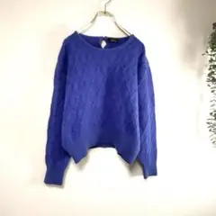 【dc1】PARISレディース　セーター　ニット　アンゴラ40% ブルー系