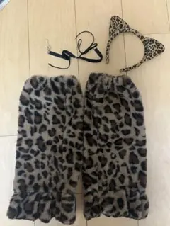 ヒョウ柄 猫 コスプレセット 文化祭　レッグウォーマー
