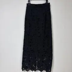 BLUE EAST ブラックレースロングタイトスカート